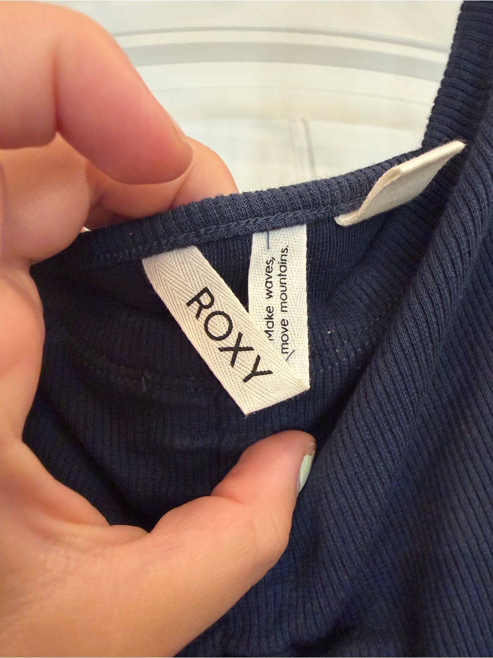 Roxy Navy Ribbed Spaghetti Strap Dress with Front Tie - Picture 4 of 5